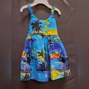 Royal Creations Made in Hawaii Aloha Blue Bungee Sundress 4T